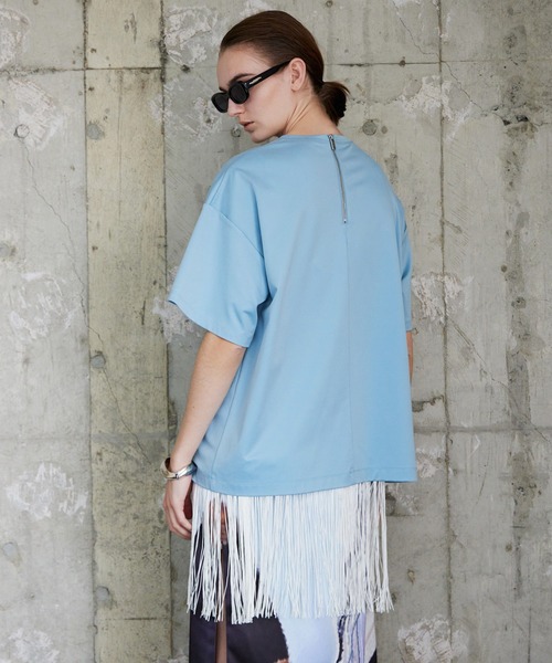 MAISON SPECIAL(メゾンスペシャル)の「Fringe Cupra Jersey T-Shirt/フリンジキュプラジャージTシャツ(Tシャツ/カットソー・レディース・ブルー/アイボリー/ブラック・FREE)」の11枚目の写真