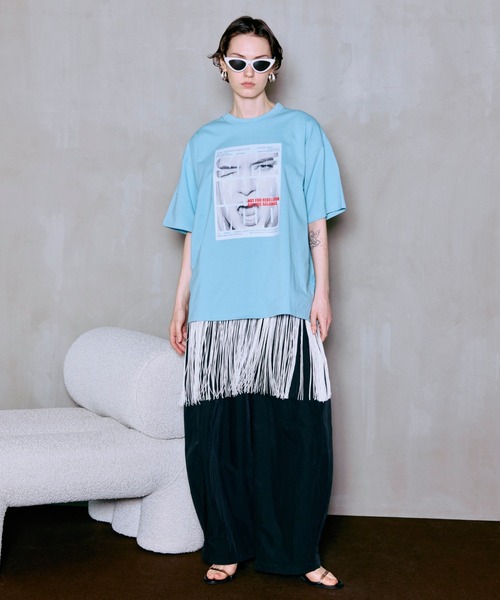 MAISON SPECIAL(メゾンスペシャル)の「Fringe Cupra Jersey T-Shirt/フリンジキュプラジャージTシャツ(Tシャツ/カットソー・レディース・ブルー/アイボリー/ブラック・FREE)」の13枚目の写真