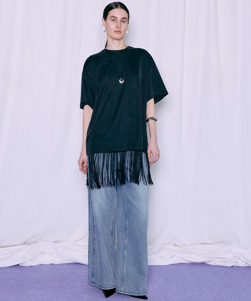 MAISON SPECIAL(メゾンスペシャル)の「Fringe Cupra Jersey T-Shirt/フリンジキュプラジャージTシャツ(Tシャツ/カットソー・レディース・ブルー/アイボリー/ブラック・FREE)」の6枚目の写真