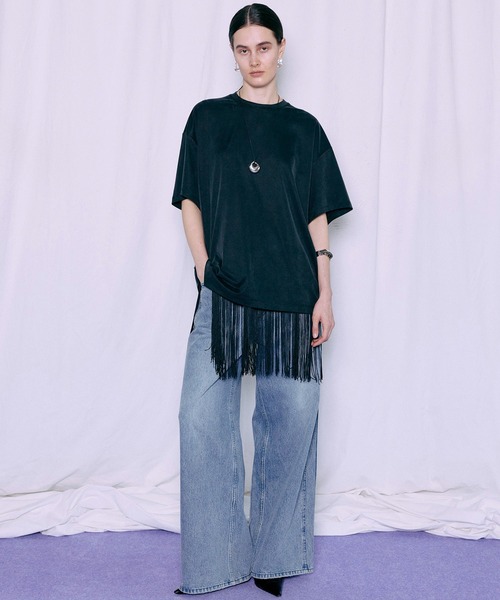 MAISON SPECIAL(メゾンスペシャル)の「Fringe Cupra Jersey T-Shirt/フリンジキュプラジャージTシャツ(Tシャツ/カットソー・レディース・ブルー/アイボリー/ブラック・FREE)」の7枚目の写真