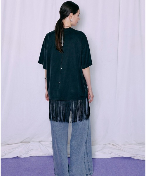 MAISON SPECIAL(メゾンスペシャル)の「Fringe Cupra Jersey T-Shirt/フリンジキュプラジャージTシャツ(Tシャツ/カットソー・レディース・ブルー/アイボリー/ブラック・FREE)」の8枚目の写真