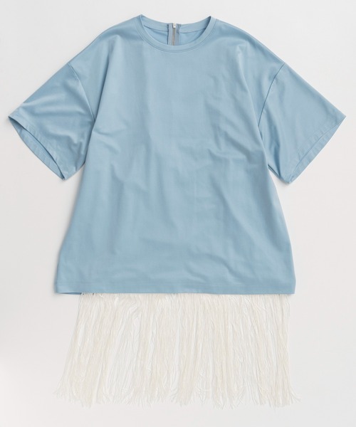 MAISON SPECIAL(メゾンスペシャル)の「Fringe Cupra Jersey T-Shirt/フリンジキュプラジャージTシャツ(Tシャツ/カットソー・レディース・ブルー/アイボリー/ブラック・FREE)」の16枚目の写真