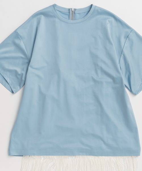 MAISON SPECIAL(メゾンスペシャル)の「Fringe Cupra Jersey T-Shirt/フリンジキュプラジャージTシャツ(Tシャツ/カットソー・レディース・ブルー/アイボリー/ブラック・FREE)」の17枚目の写真