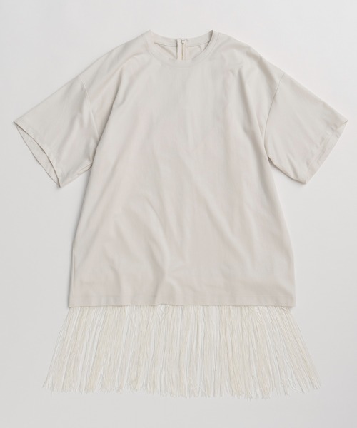 MAISON SPECIAL(メゾンスペシャル)の「Fringe Cupra Jersey T-Shirt/フリンジキュプラジャージTシャツ(Tシャツ/カットソー・レディース・ブルー/アイボリー/ブラック・FREE)」の14枚目の写真