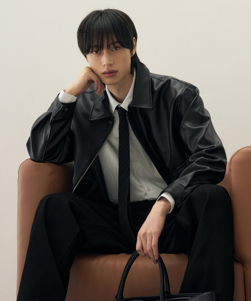 DRAW FIT（ドローフィット）の「A-2 レザー ブルゾン ジャケット [ブラック]（ライダースジャケット・メンズ・その他・M/XL/L）」の3枚目の写真
