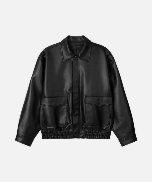 DRAW FIT（ドローフィット）の「A-2 レザー ブルゾン ジャケット [ブラック]（ライダースジャケット・メンズ・その他・M/XL/L）」の4枚目の写真