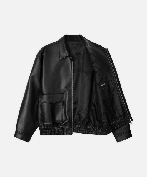 DRAW FIT（ドローフィット）の「A-2 レザー ブルゾン ジャケット [ブラック]（ライダースジャケット・メンズ・その他・M/XL/L）」の5枚目の写真