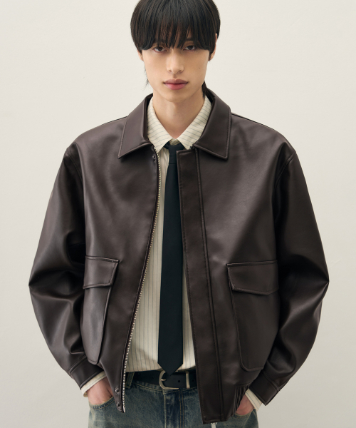 DRAW FIT（ドローフィット）の「A-2 レザー ブルゾン ジャケット [ブラック]（ライダースジャケット・メンズ・その他・M/XL/L）」の9枚目の写真