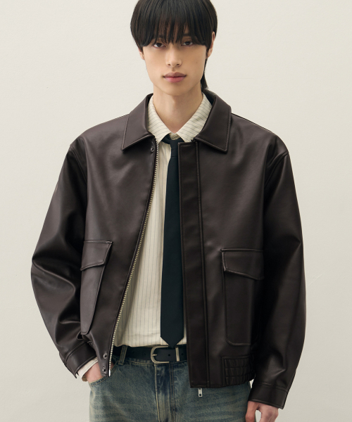 DRAW FIT（ドローフィット）の「A-2 レザー ブルゾン ジャケット [ブラック]（ライダースジャケット・メンズ・その他・M/XL/L）」の10枚目の写真