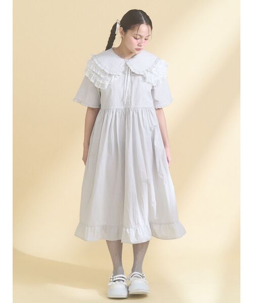 merry jenny(メリージェニー)の「bear刺繍シャツワンピース(ワンピース・レディース・ライトグレー/ネイビー・FREE)」の18枚目の写真