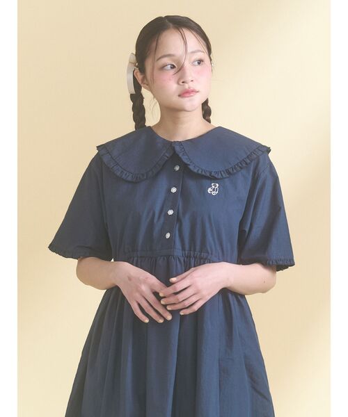 merry jenny(メリージェニー)の「bear刺繍シャツワンピース(ワンピース・レディース・ライトグレー/ネイビー・FREE)」の15枚目の写真