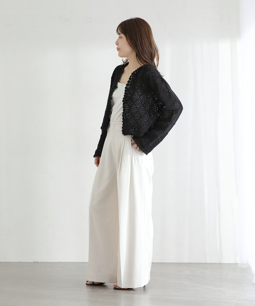 La TOTALITE(ラトータリテ)の「【洗える】TORRAZZO DONNA/トラッゾドンナ クロシェット カーディガン(ニット/セーター・レディース・ホワイト/ブラック・FREE)」の8枚目の写真