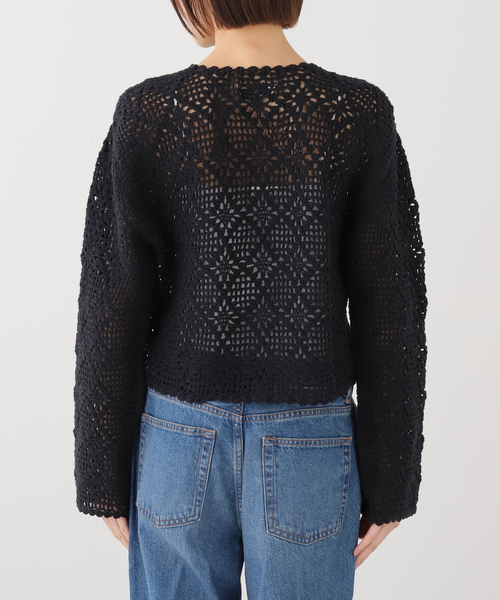 La TOTALITE(ラトータリテ)の「【洗える】TORRAZZO DONNA/トラッゾドンナ クロシェット カーディガン(ニット/セーター・レディース・ホワイト/ブラック・FREE)」の3枚目の写真