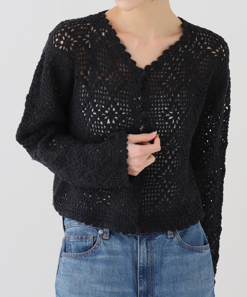 La TOTALITE(ラトータリテ)の「【洗える】TORRAZZO DONNA/トラッゾドンナ クロシェット カーディガン(ニット/セーター・レディース・ホワイト/ブラック・FREE)」の14枚目の写真