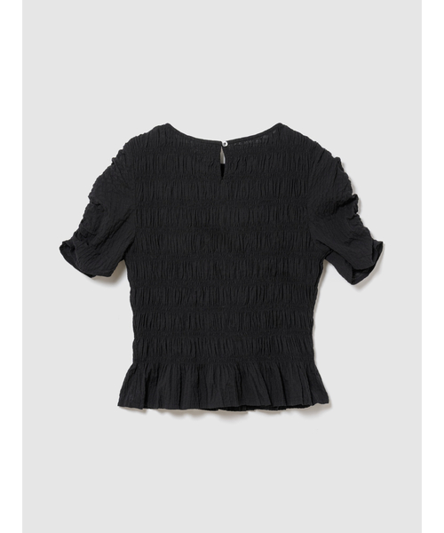 GAP(ギャップ)の「スモッキングギャザー クロップド ペプラムトップス(シャツ/ブラウス・レディース・ブラック/ブラック系その他/ブルー・L/S/XXS/M/XS)」の15枚目の写真