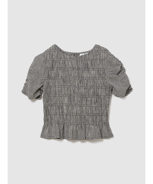 GAP(ギャップ)の「スモッキングギャザー クロップド ペプラムトップス(シャツ/ブラウス・レディース・ブラック/ブラック系その他/ブルー・L/S/XXS/M/XS)」の7枚目の写真