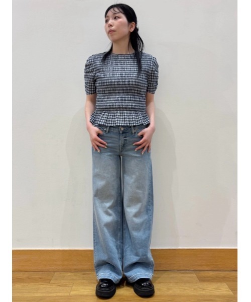 GAP(ギャップ)の「スモッキングギャザー クロップド ペプラムトップス(シャツ/ブラウス・レディース・ブラック/ブラック系その他/ブルー・L/S/XXS/M/XS)」の10枚目の写真