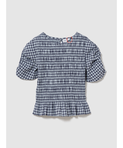GAP(ギャップ)の「スモッキングギャザー クロップド ペプラムトップス(シャツ/ブラウス・レディース・ブラック/ブラック系その他/ブルー・L/S/XXS/M/XS)」の6枚目の写真