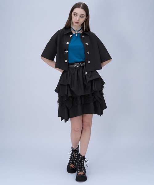 HARE（ハレ）の「メタルパーツチャイナシャツ(HARE)（シャツ/ブラウス・レディース・ブラック/グレー/グリーン/パープル・FREE）」の6枚目の写真