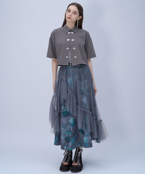 HARE（ハレ）の「メタルパーツチャイナシャツ(HARE)（シャツ/ブラウス・レディース・ブラック/グレー/グリーン/パープル・FREE）」の7枚目の写真