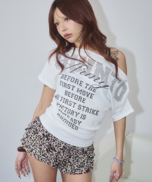 d.i.a.（ダイヤ）の「ロゴプリントワンショルトップス（Tシャツ/カットソー・レディース・ピンク/ホワイト/ブラック/ベージュ・FREE）」の6枚目の写真