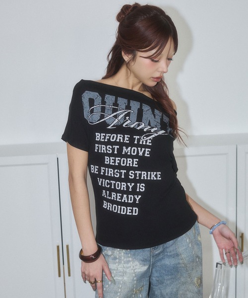 d.i.a.（ダイヤ）の「ロゴプリントワンショルトップス（Tシャツ/カットソー・レディース・ピンク/ホワイト/ブラック/ベージュ・FREE）」の18枚目の写真