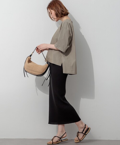 23区 L(ニジュウサンクオオキイサイズ)の「コットンナイロンタイプライター T ブラウス(シャツ/ブラウス・レディース・ホワイト系/ブラウン系/カーキ系・44/46)」の7枚目の写真