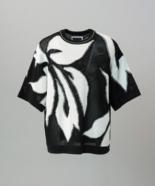 MAISON SPECIAL(メゾンスペシャル)の「《UNISEX》Flower Pattern Mesh Jacquard Prime-Over Short Sleeve Knit T-shirt/フラワーパターンメッシュジャガードプライムオーバーショートスリーブニットTシャツ【MAISON SPECIAL/メゾンスペシャル】(Tシャツ/カットソー・メンズ・オレンジ/ブラック/ブルー・0/1/2)」の17枚目の写真