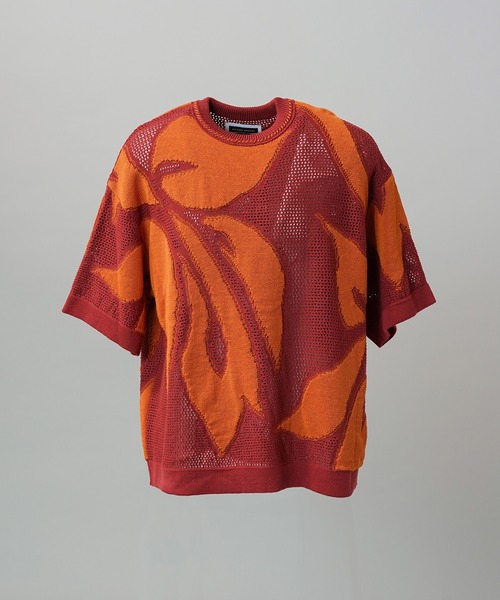 MAISON SPECIAL(メゾンスペシャル)の「《UNISEX》Flower Pattern Mesh Jacquard Prime-Over Short Sleeve Knit T-shirt/フラワーパターンメッシュジャガードプライムオーバーショートスリーブニットTシャツ【MAISON SPECIAL/メゾンスペシャル】(Tシャツ/カットソー・メンズ・オレンジ/ブラック/ブルー・0/1/2)」の18枚目の写真
