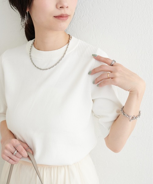 LARUTA(ラルータ)の「【LARUTA】強撚プチハイニット(ニット/セーター・レディース・ベージュ/ネイビー/オレンジ/オフホワイト・FREE)」の2枚目の写真
