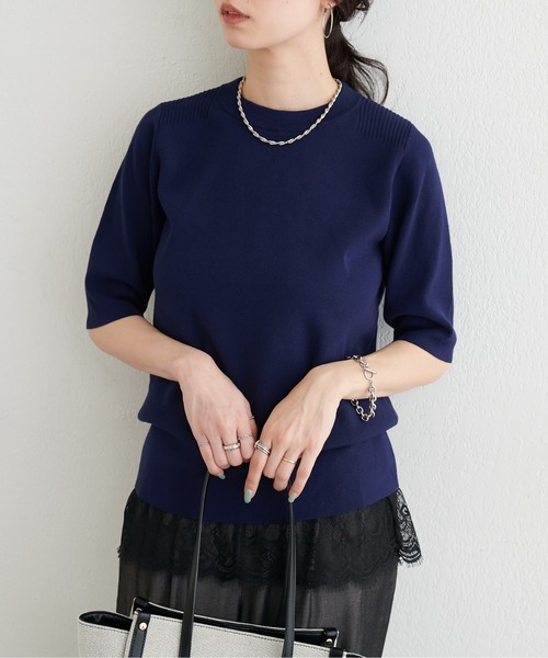 LARUTA(ラルータ)の「【LARUTA】強撚プチハイニット(ニット/セーター・レディース・ベージュ/ネイビー/オレンジ/オフホワイト・FREE)」の14枚目の写真