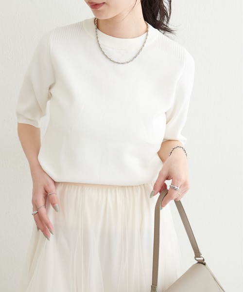 LARUTA(ラルータ)の「【LARUTA】強撚プチハイニット(ニット/セーター・レディース・ベージュ/ネイビー/オレンジ/オフホワイト・FREE)」の6枚目の写真