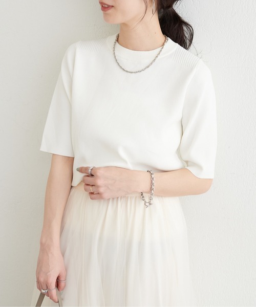 LARUTA(ラルータ)の「【LARUTA】強撚プチハイニット(ニット/セーター・レディース・ベージュ/ネイビー/オレンジ/オフホワイト・FREE)」の7枚目の写真