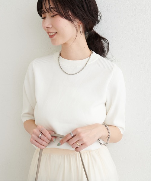 LARUTA(ラルータ)の「【LARUTA】強撚プチハイニット(ニット/セーター・レディース・ベージュ/ネイビー/オレンジ/オフホワイト・FREE)」の5枚目の写真