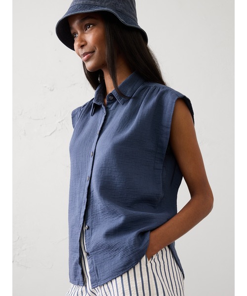 BANANA REPUBLIC FACTORY STORE(バナナリパブリック ファクトリーストア)の「BANANA REPUBLIC FACTORY STORE ソフト ガーゼ シャツ(シャツ/ブラウス・レディース・ブルー系その他/ベージュ/ブラウン・L/M/S/XS)」の6枚目の写真