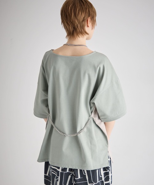 ATSURO TAYAMA(アツロウタヤマ)の「チェーン付きドロップショルダーカットソー(Tシャツ/カットソー・レディース・ベージュ/ブラック・M)」の6枚目の写真
