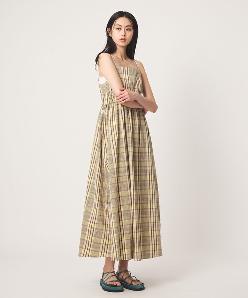 EMMEL REFINES(エメルリファインズ)の「<EMMEL REFINES>EM ビッグチェック キャミワンピース(ワンピース・レディース・オフホワイト/イエロー・S/M)」の5枚目の写真