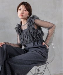 ボリュームビスチェドットパンツドレス 結婚式 お呼ばれ オケージョン デイリー