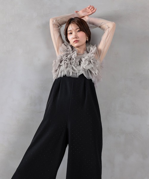 Kana(カナ)の「ボリュームビスチェドットパンツドレス 結婚式 お呼ばれ オケージョン デイリー(パンツドレス・レディース・ブラック×シルバー/チャコールグレー/ベージュ×ブラック・M)」の13枚目の写真