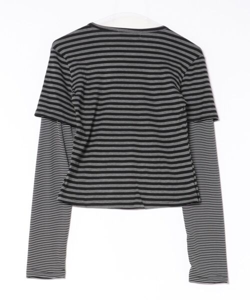 VIBGYOR（ヴィブジョー）の「【LAMPOON】ボーダーレイヤードＴ（Tシャツ/カットソー・レディース・グレー・LARGE/MEDIUM/SMALL）」の10枚目の写真