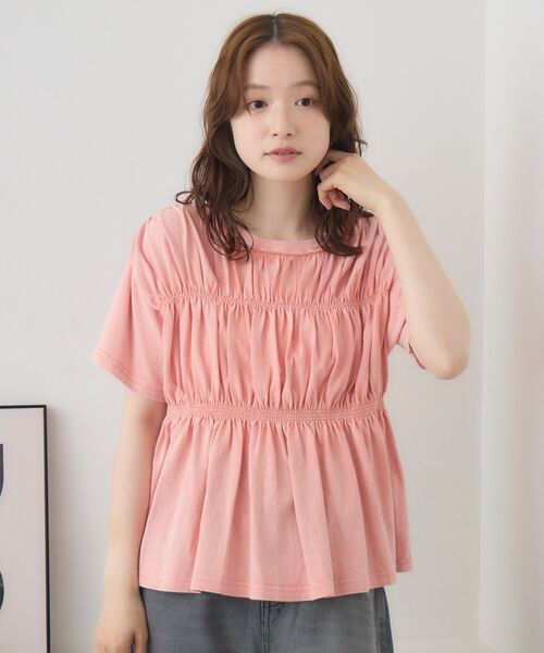 RETRO GIRL(レトロガール)の「シャーリングデザインTEE(Tシャツ/カットソー・レディース・ブラック/アイボリー/ピンク・FREE)」の7枚目の写真