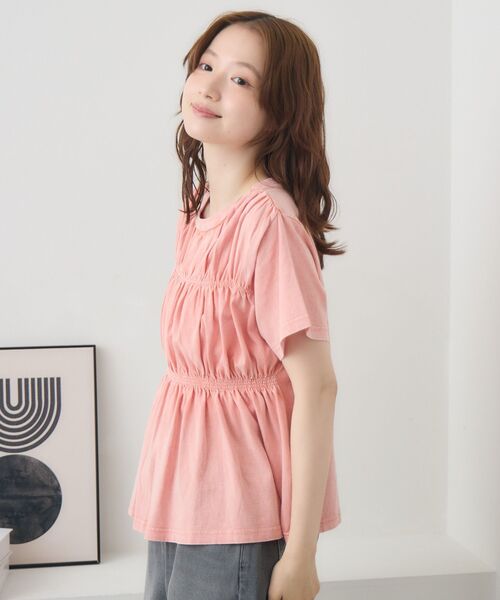 RETRO GIRL(レトロガール)の「シャーリングデザインTEE(Tシャツ/カットソー・レディース・ブラック/アイボリー/ピンク・FREE)」の8枚目の写真
