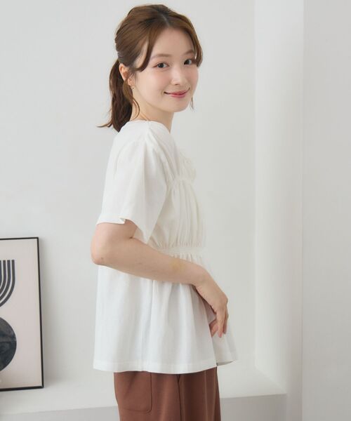 RETRO GIRL(レトロガール)の「シャーリングデザインTEE(Tシャツ/カットソー・レディース・ブラック/アイボリー/ピンク・FREE)」の18枚目の写真