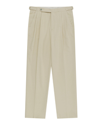 Essential Linen Cotton Twill Adjust 2-Pleated Relaxed Chino (Beige)