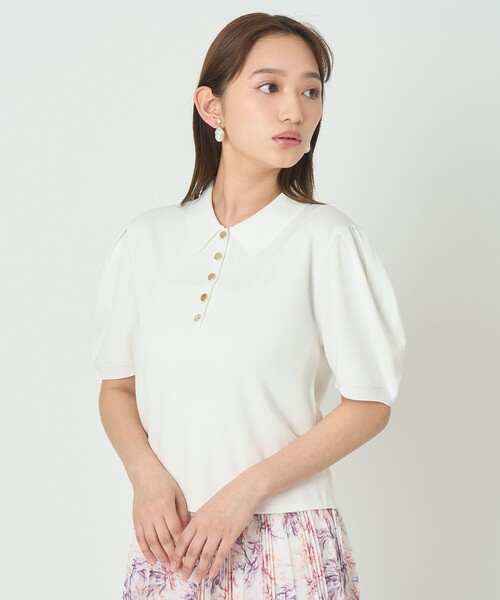 ANAYI（アナイ）の「タックパフポロ プルオーバー（ポロシャツ・レディース・ピンク/ブラック/オフホワイト・38）」の14枚目の写真