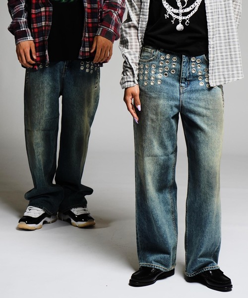 JOINT WORKS(ジョイントワークス)の「アイレット ディテール ワイドデニムパンツ / J EYELET DETAIL PANTS(その他パンツ・レディース・ブラック/ブルー系その他・SMALL/MEDIUM)」の2枚目の写真