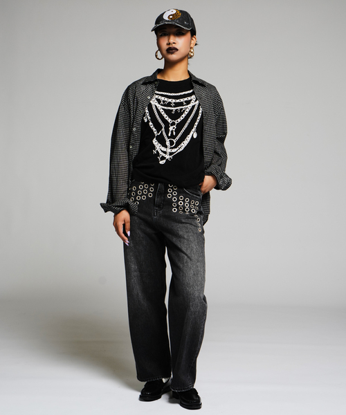 JOINT WORKS(ジョイントワークス)の「アイレット ディテール ワイドデニムパンツ / J EYELET DETAIL PANTS(その他パンツ・レディース・ブラック/ブルー系その他・SMALL/MEDIUM)」の5枚目の写真