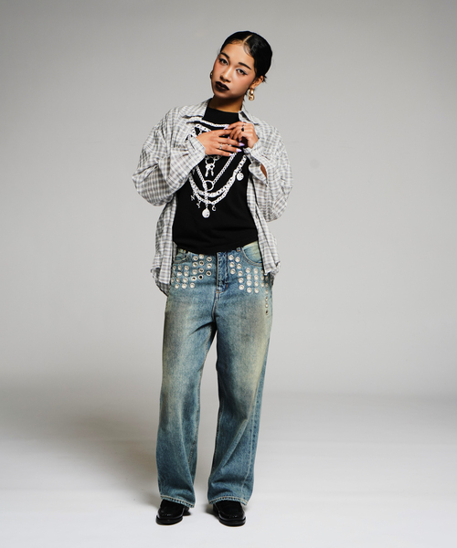 JOINT WORKS(ジョイントワークス)の「アイレット ディテール ワイドデニムパンツ / J EYELET DETAIL PANTS(その他パンツ・レディース・ブラック/ブルー系その他・SMALL/MEDIUM)」の9枚目の写真