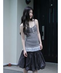 CHECKERED LACE SLEEVELESS(BLACK)