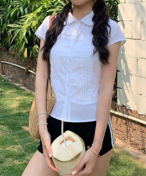 MAISON DE THERESE（メゾン ド テレーズ）の「レディースピンタック半袖ブラウス（シャツ/ブラウス・レディース・White/PINK・M）」の14枚目の写真